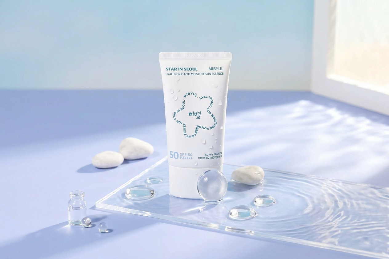 Say Goodbye to Dryness & UV Damage! Introducing MIBYUL Hyaluronic Acid Aqua Sun Essence 💙